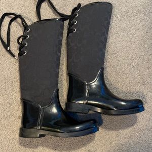 Coach tie back rain boots